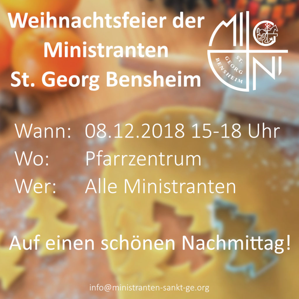 Plakat zur Kinder Weihnachtsfeier 2018 von den Ministranten Sankt Georg Bensheim